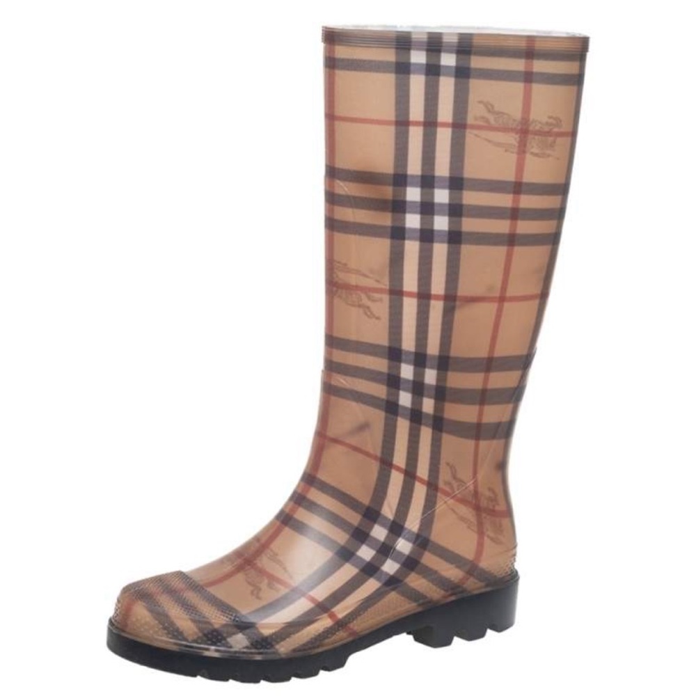 Burberry Brown Nova Check Rubber Rain Boots 39